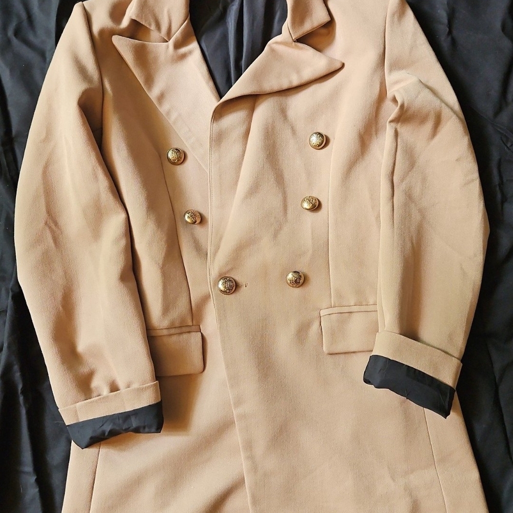 Women's Tan Double-Breasted Coat